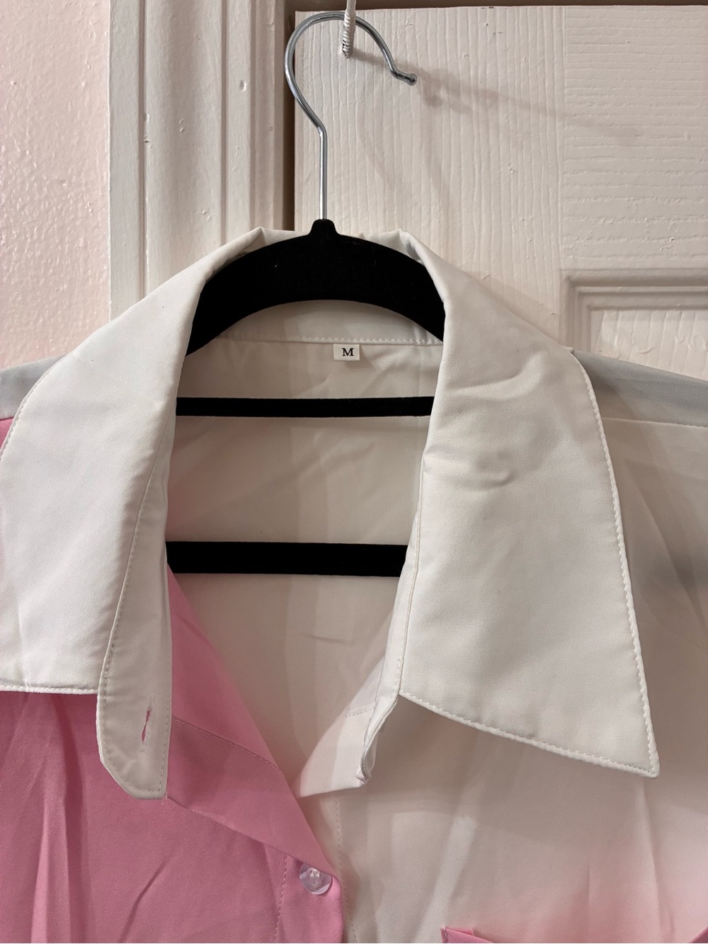 Pink & White Colorblock Button-Up Shirt